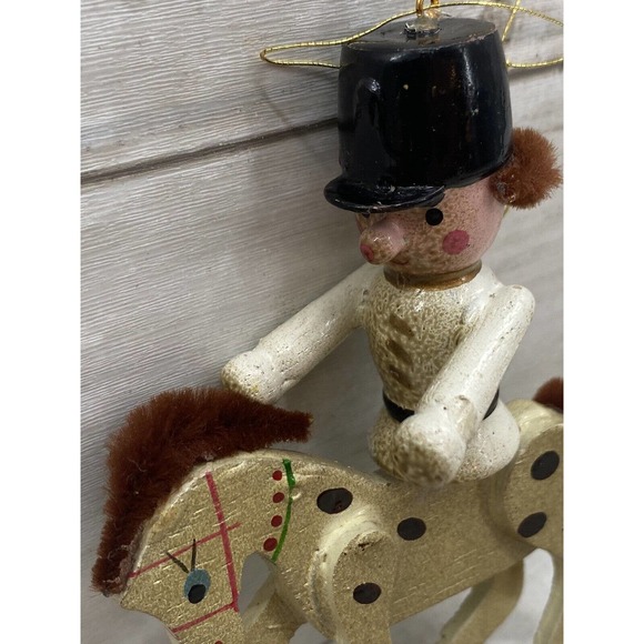 Vintage Toy Soldier Guard on Horse Folk Art Style Wooden Wood Hanging Ornament - Picture 3 of 12